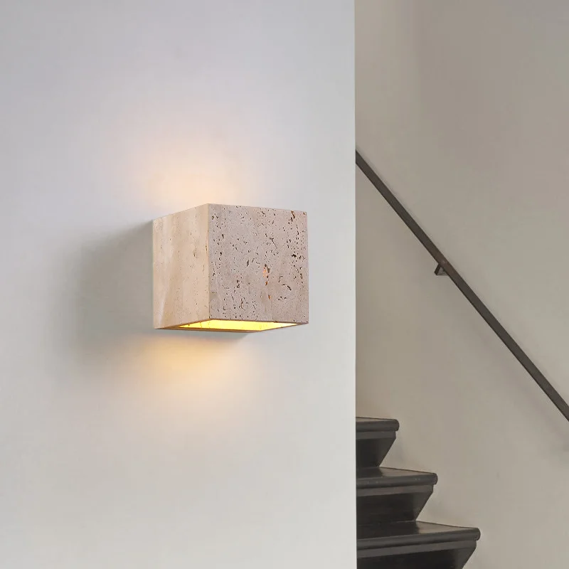Square Shape Natural Stone Outdoor Waterproof Exterior Wall Lights Courtyard Decoration Sconce Hallway Stairs Bathroom Wall Lamp - Image 3