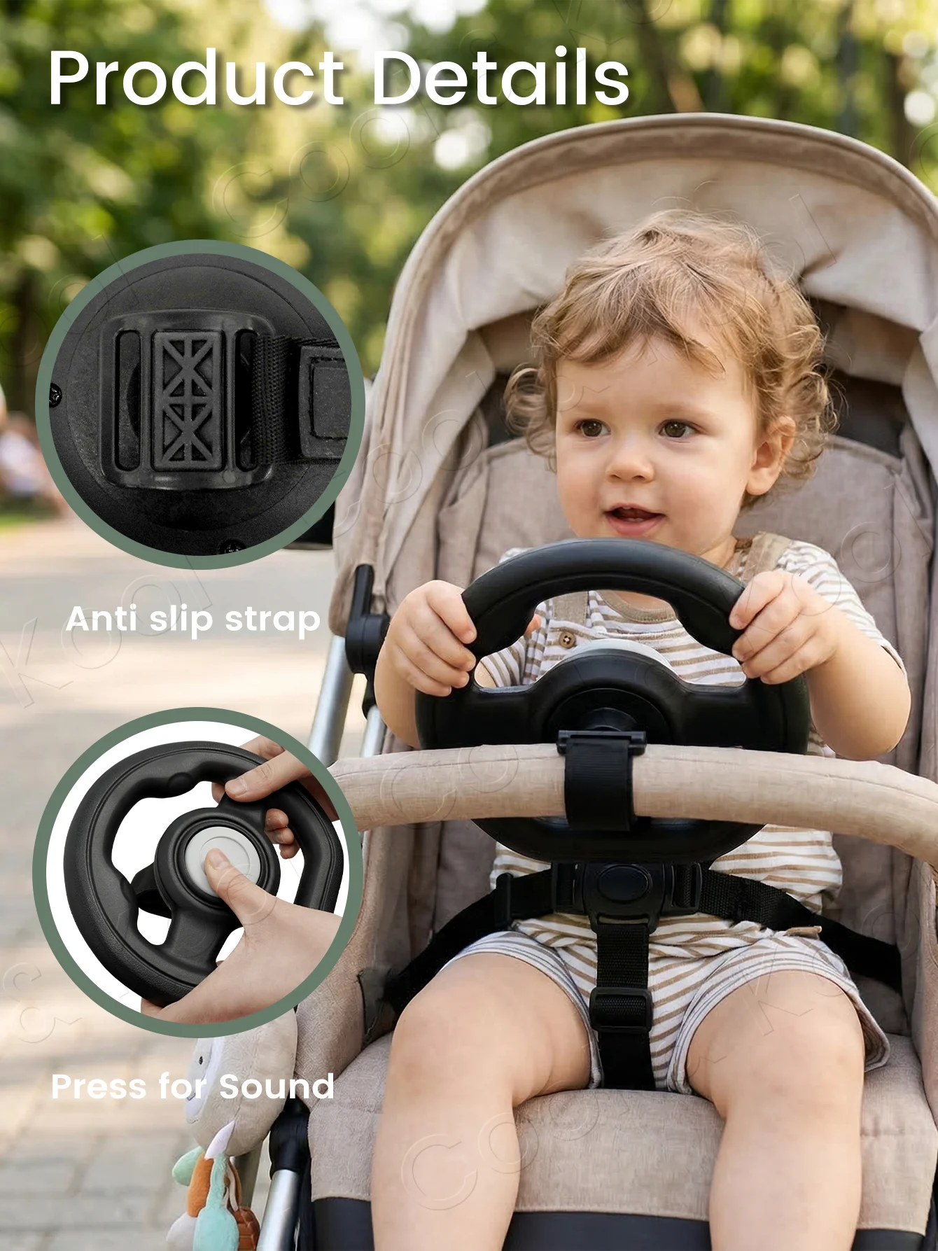 Stroller Steering Wheel Fun Honking & 360 Rotation To - Image 6