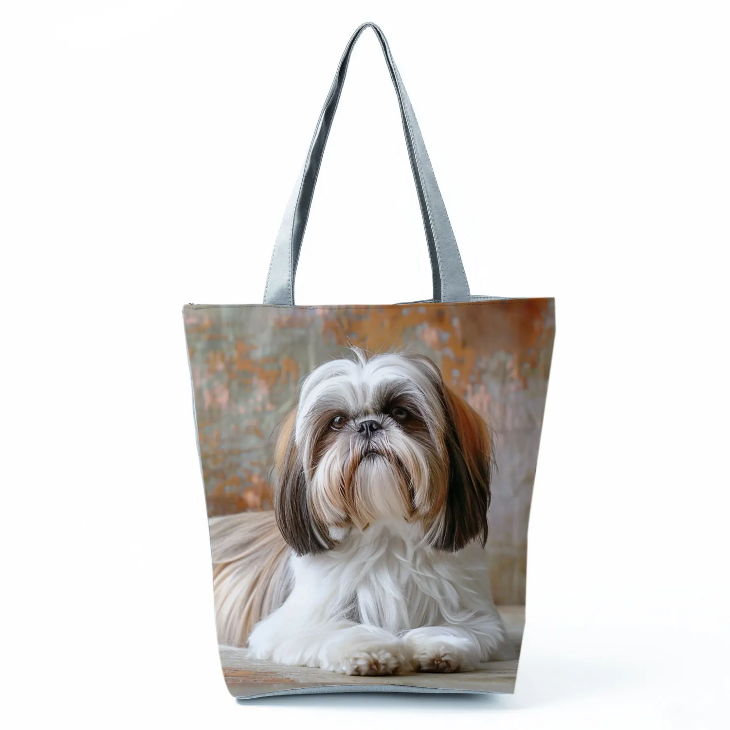 Cute Shih Tzu Print Shopping Bags Groceries Women Handbags - Image 7