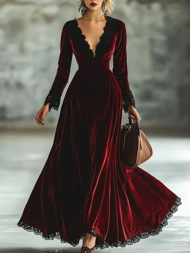 Elegant Velvet Dress For Women S Autumn Casual Sexy