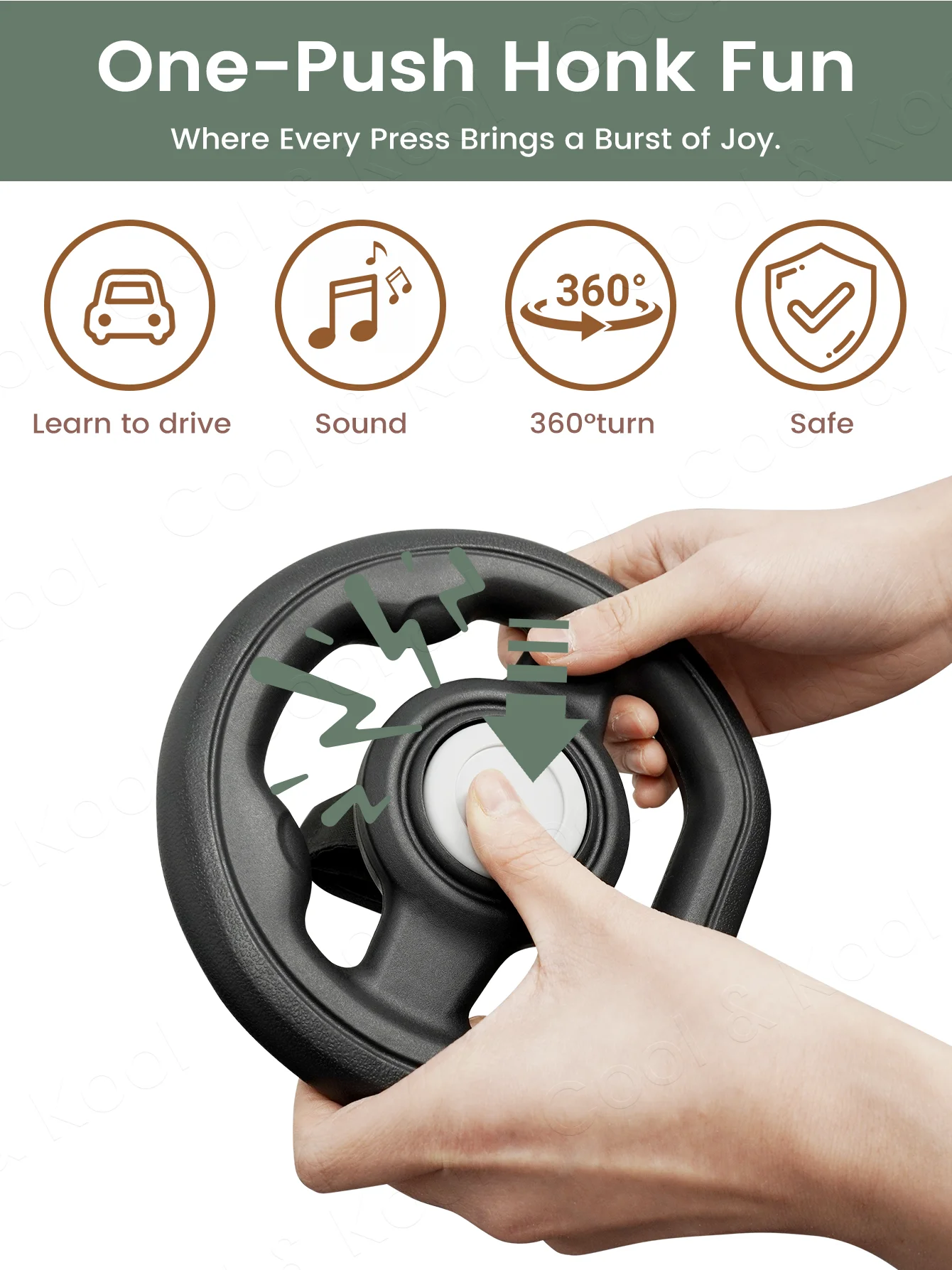 Stroller Steering Wheel Fun Honking & 360 Rotation To - Image 3