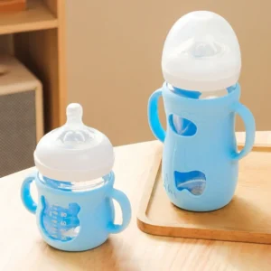 Universal Baby Bottle Cover Anti Break With Handles Glass