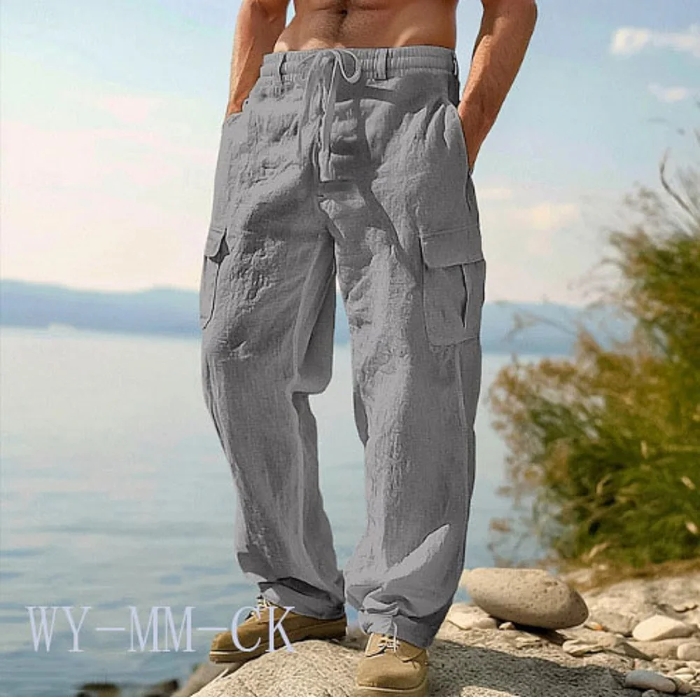 European And American Men S Cotton And Linen Trousers - Image 4