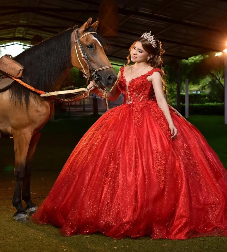 Gorgeous Red Vestidos De 15 Quincea Era Dress Masquerade - Image 2