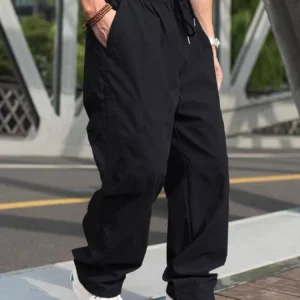 Men S Drawstring Waist Cargo Pants Regular Fit Casual