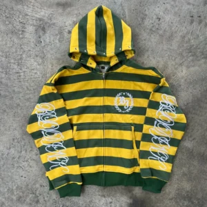 Y2k Street Kid Zip Up Hoodie Stripe Rivet Embroidery