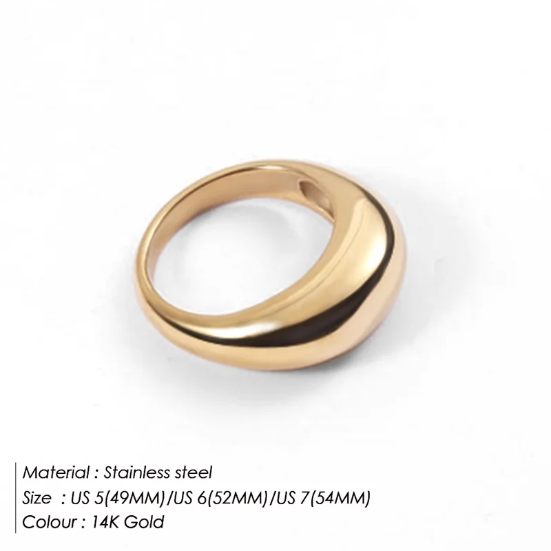 Fashion Stainless Steel Rings for Women Gold Color Arc Rings Geometric Jewelry Gift Wholesale 8MM - Image 8