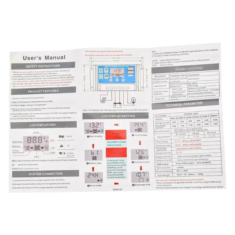 Solar Charge Controller 12v24v 30a/20a/10a Auto Lcd Dual Usb - Image 5