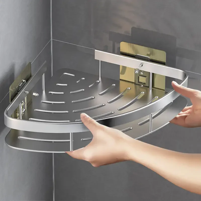 Bathroom Shelf Kitchen Storage Organizer Aluminum Alloy Shampoo Rack - Image 5
