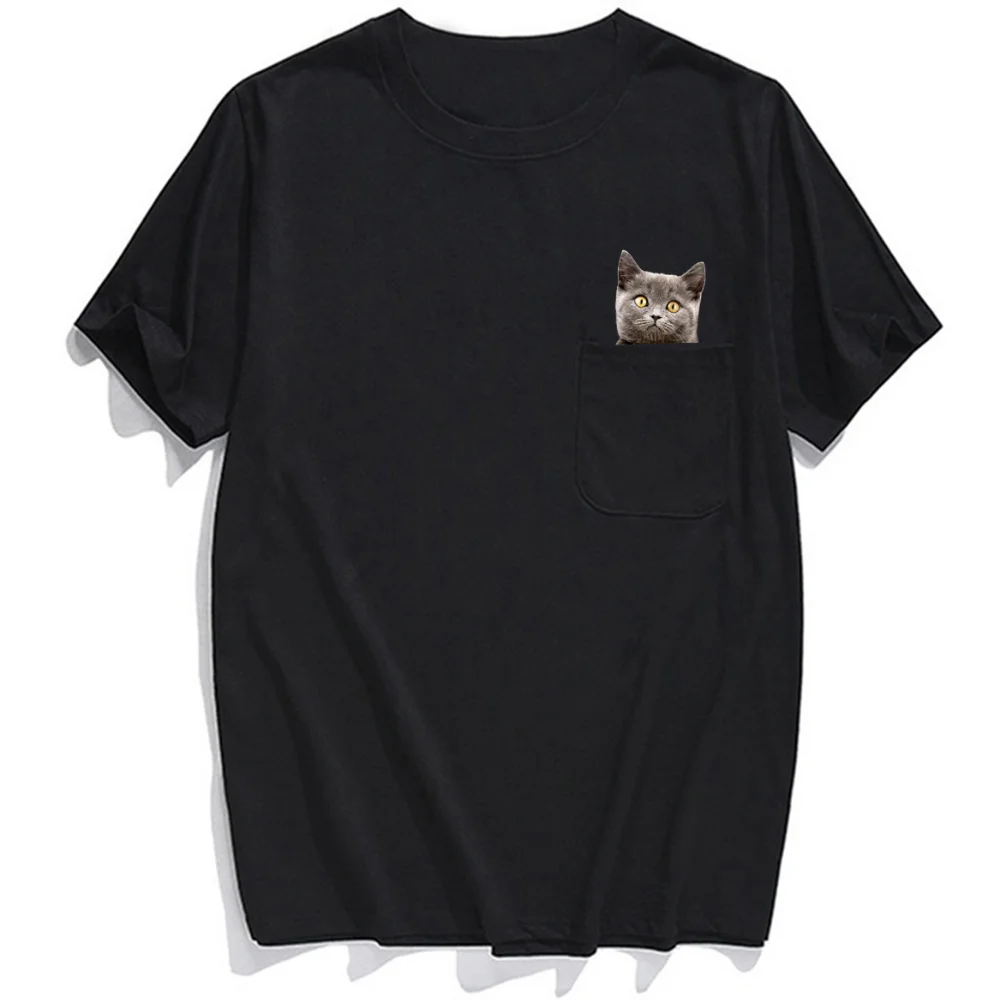 Cloocl Animal T-shirt Fashion Brand Summer Pocket Cat Stickers - Image 2