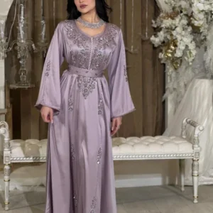 Moroccan Kaftan Caftan Muslim Evening Dresses A-line Long Sleeves