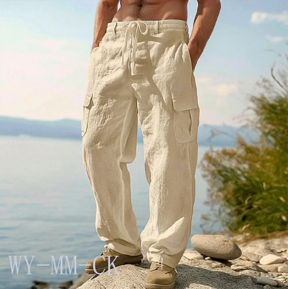 European And American Men S Cotton And Linen Trousers - Image 8