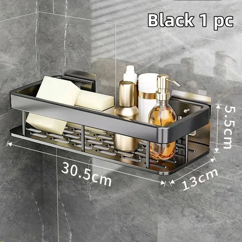 Bathroom Shelf Kitchen Storage Organizer Aluminum Alloy Shampoo Rack - Image 8