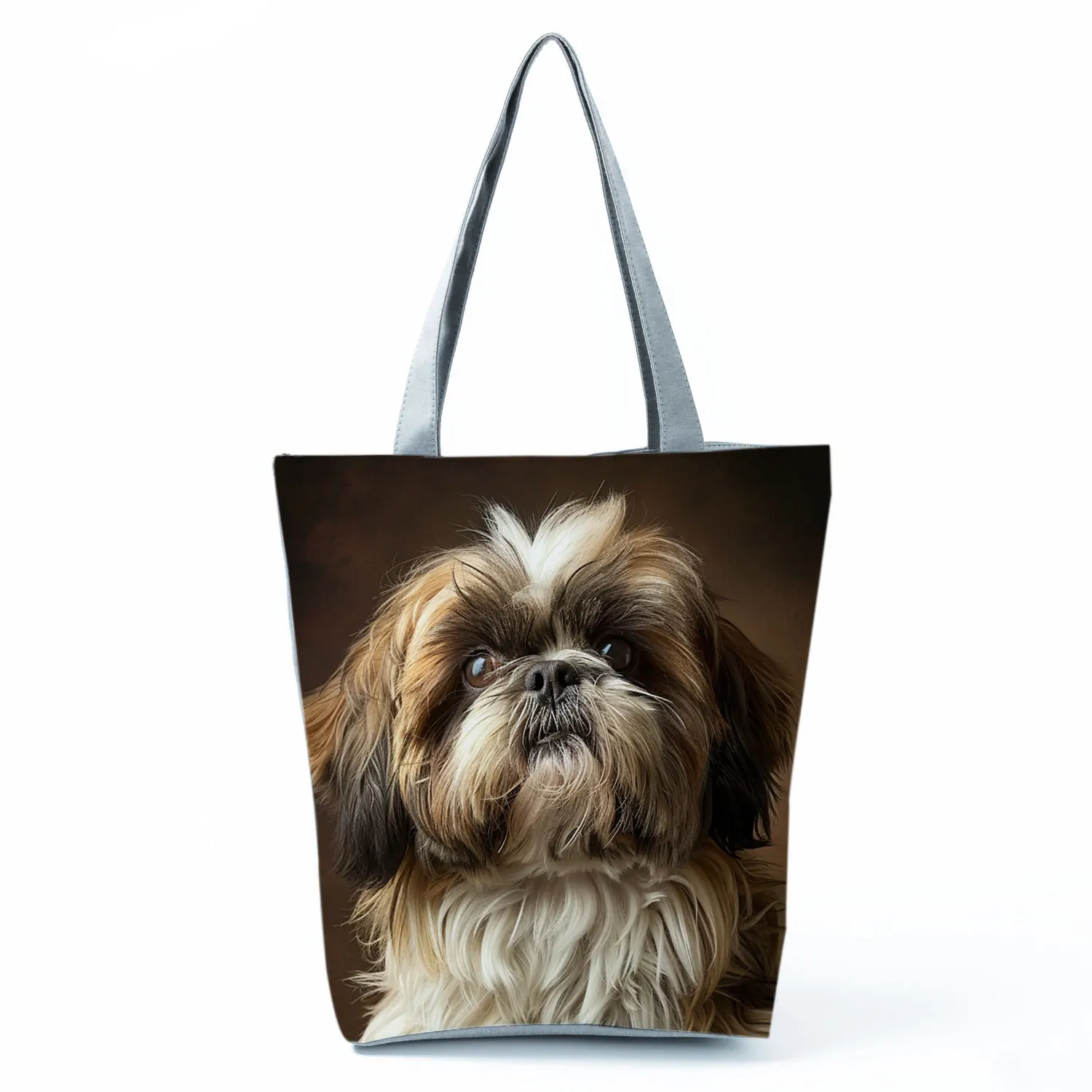 Cute Shih Tzu Print Shopping Bags Groceries Women Handbags - Image 16