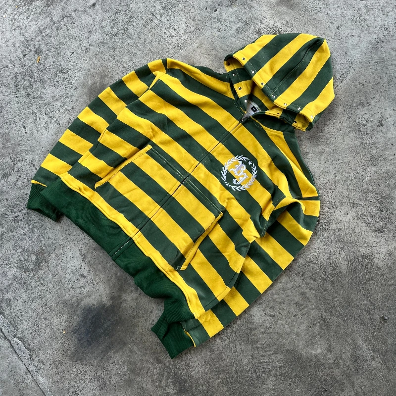 Y2k Street Kid Zip Up Hoodie Stripe Rivet Embroidery - Image 4