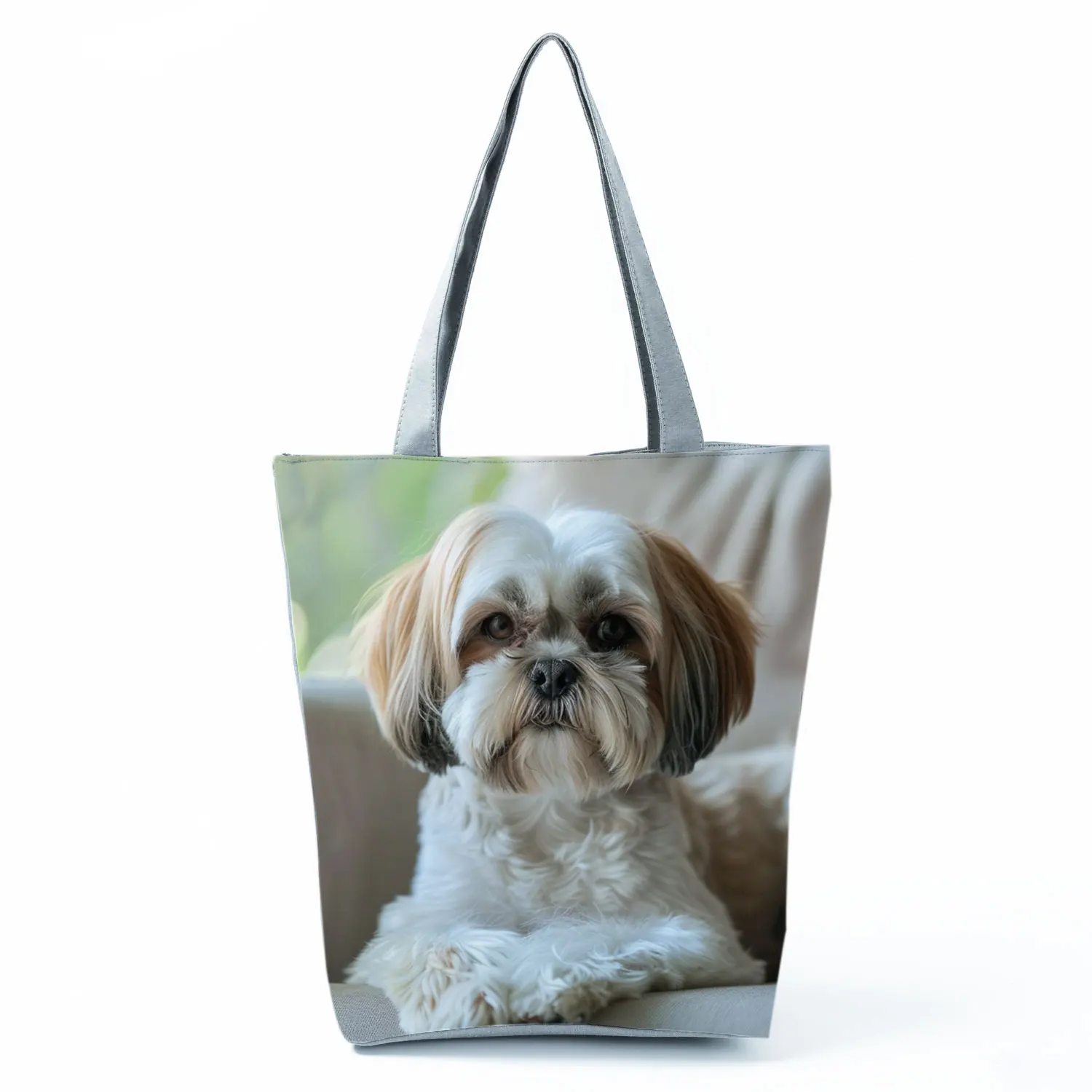 Cute Shih Tzu Print Shopping Bags Groceries Women Handbags - Image 13