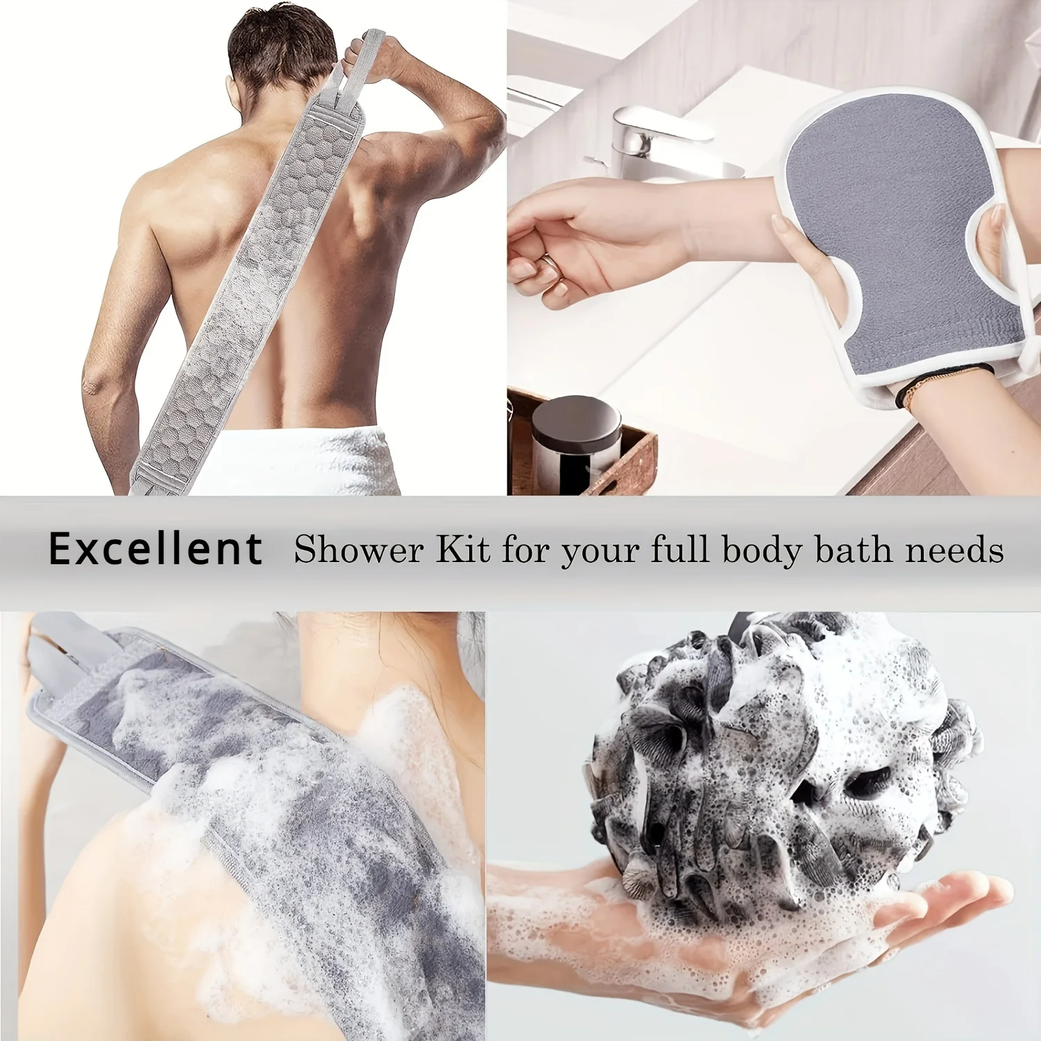 Exfoliating Body Scrubber Set - Includes Back Scrubber, Bath Glove And Shower Bath Sponge Loofah - Deep Clean And Vitalize - Image 2
