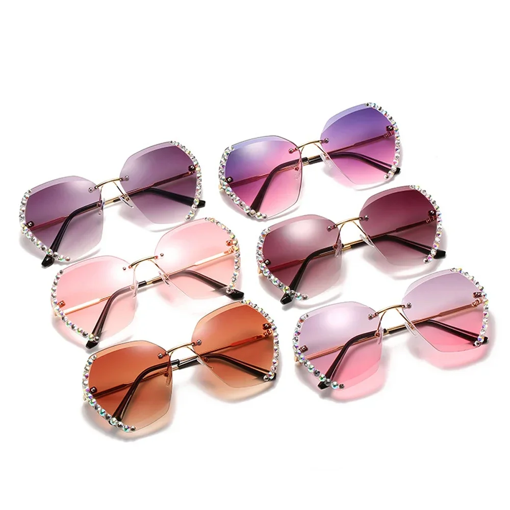 Vintage Fashion Oversized Rimless Sunglasses Women Famous Luxury Brand - Image 3