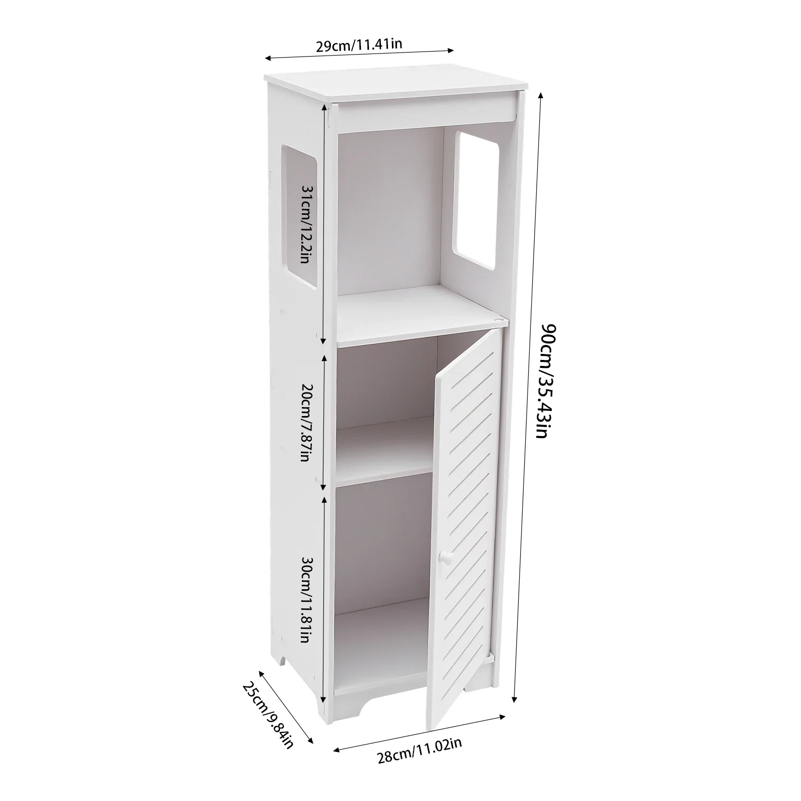 Bathroom Storage Cabinet White Pvc Cupboard Shelf 28*25*90cm Tissue - Image 7