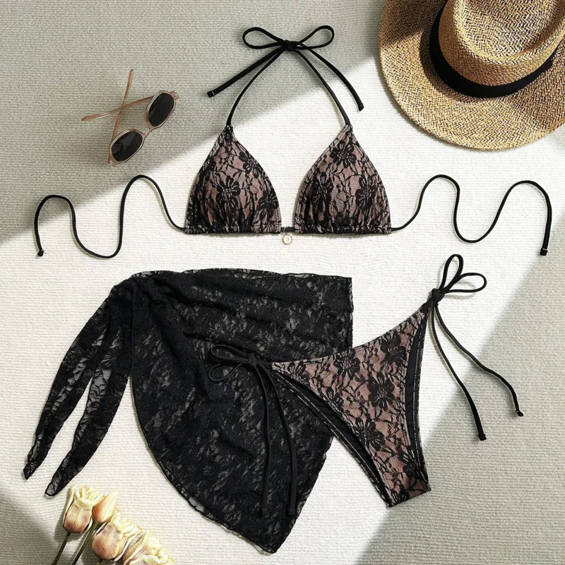 Lace Sexy Bikinis Female Swimsuits Women Three-piece Swimwear Beach