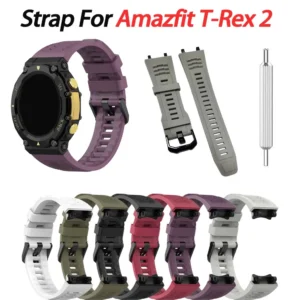 Silicone Black Band Strap For AMAZFIT T-Rex 2 Replacement Man Adjustable Sport Strap Band With Removal Tool For Amazfit T Rex 2
