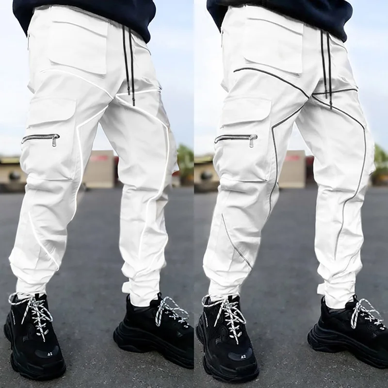 Men S Reflective Cargo Pants New Hip Hop Casual - Image 4