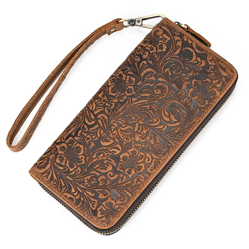 Retro Crazy Horse Leather Purse For Men Clutch Purse - Image 7