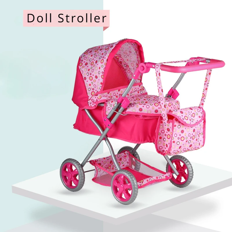 Foldable Baby Doll Stroller Large Toy Pram With Shoulder - Image 7
