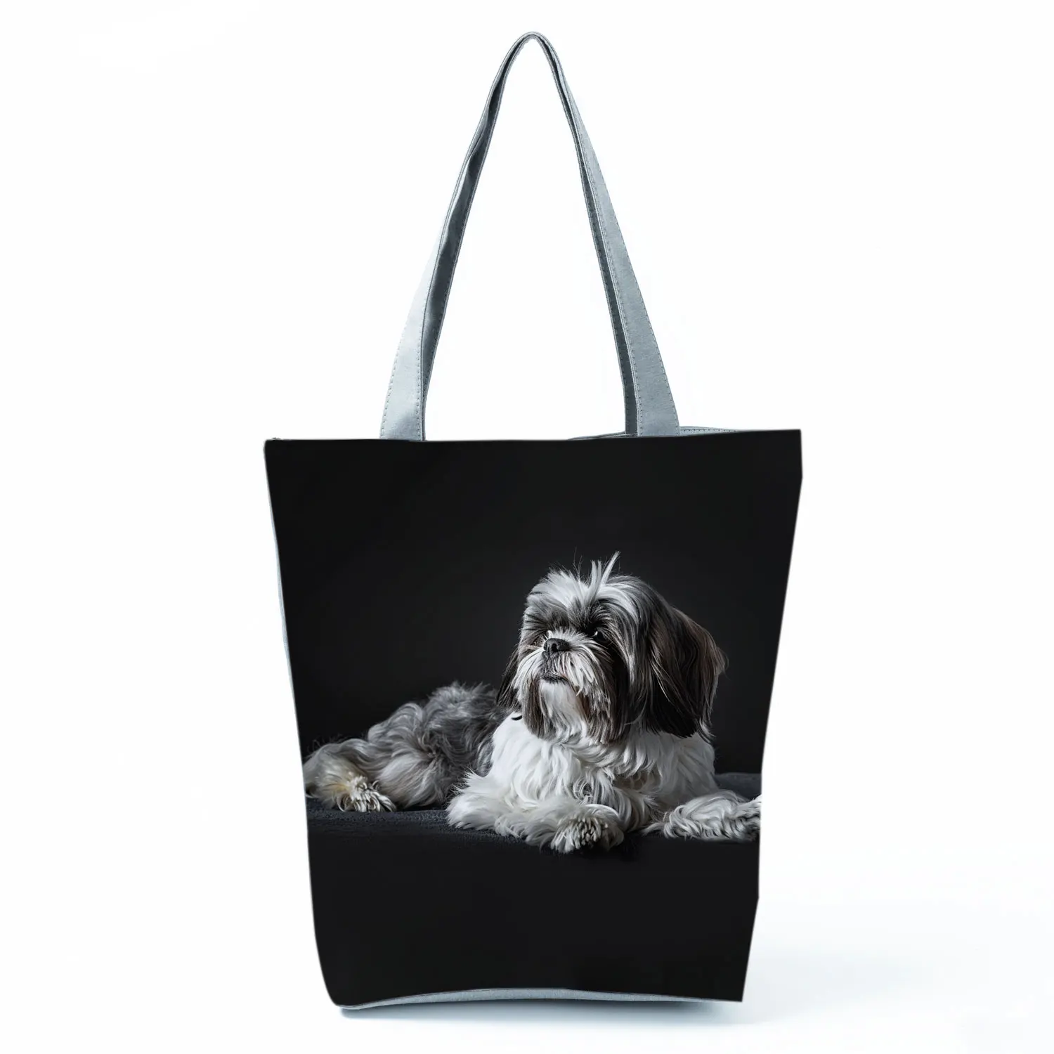 Cute Shih Tzu Print Shopping Bags Groceries Women Handbags - Image 12