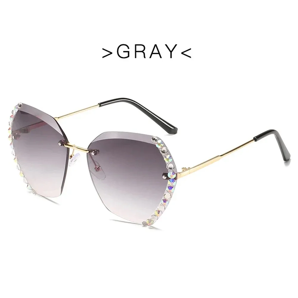 Vintage Fashion Oversized Rimless Sunglasses Women Famous Luxury Brand - Image 8