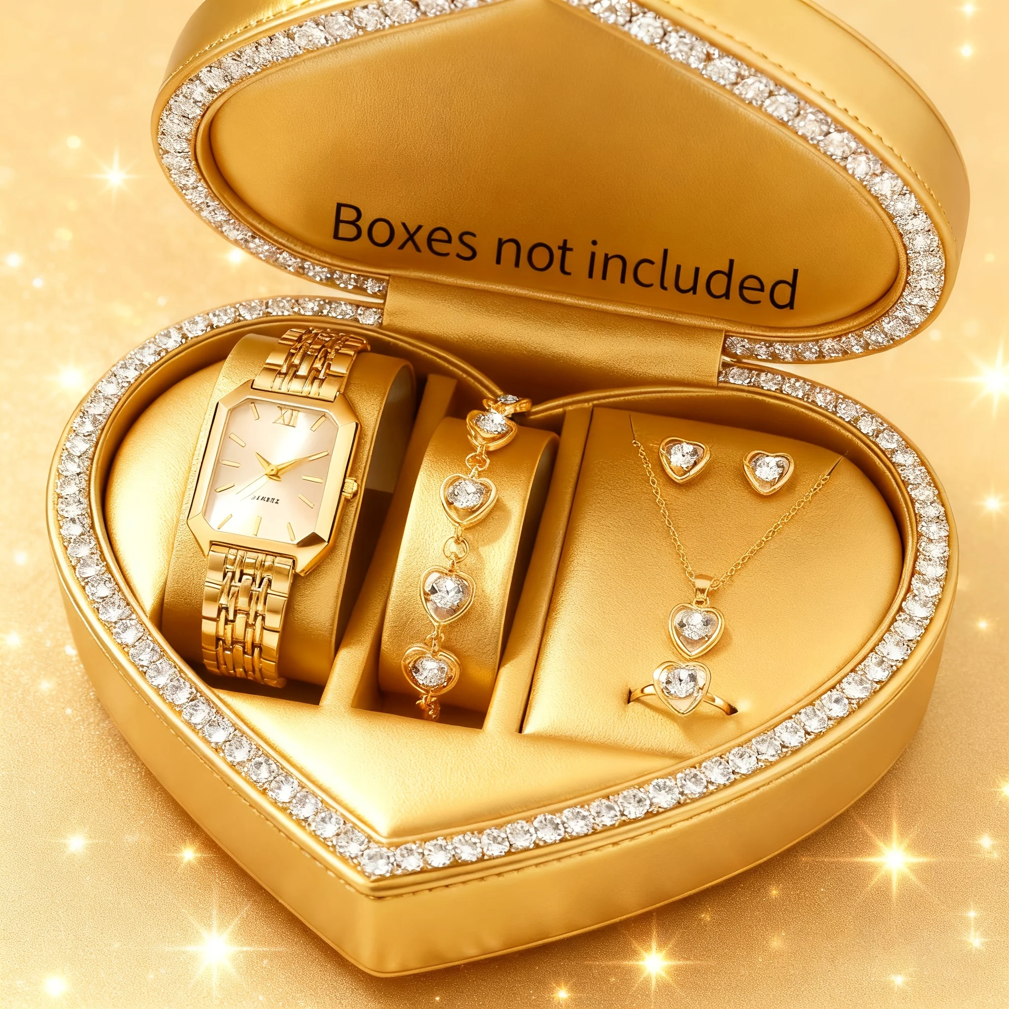 Elegant Rectangle Women Quartz Watch Rhinestone Jewelry Set Ladies - Image 7