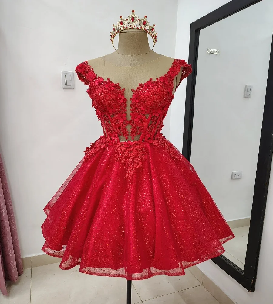 Gorgeous Red Vestidos De 15 Quincea Era Dress Masquerade - Image 3