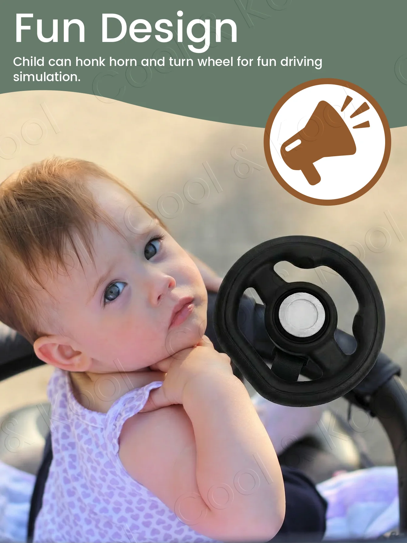 Stroller Steering Wheel Fun Honking & 360 Rotation To - Image 5
