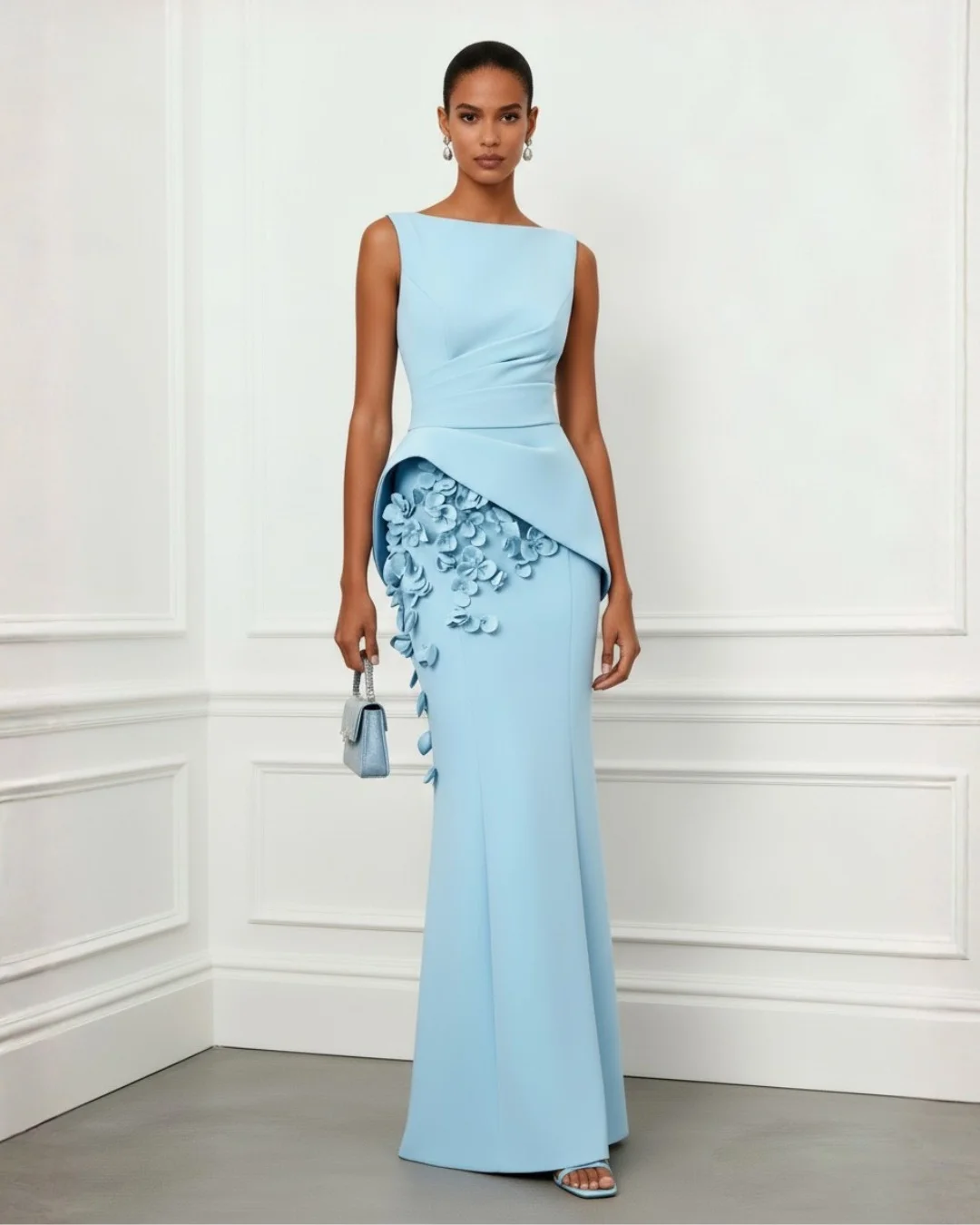 Elegant High-Neck Evening Dress – Women