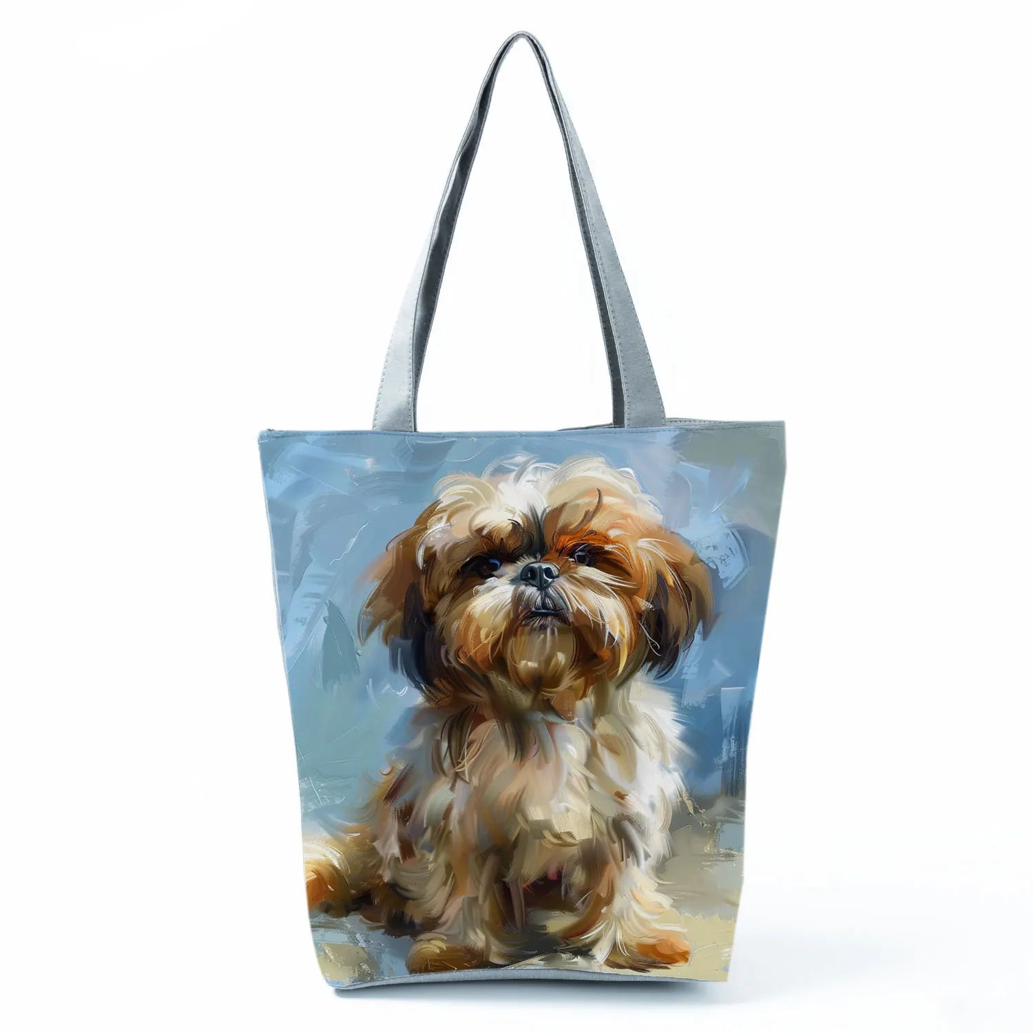 Cute Shih Tzu Print Shopping Bags Groceries Women Handbags - Image 14