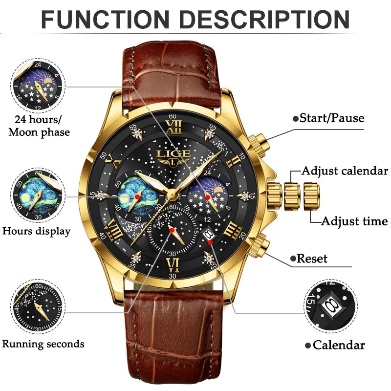 Men's Leather Strap Quartz Watch – Classic - Image 4