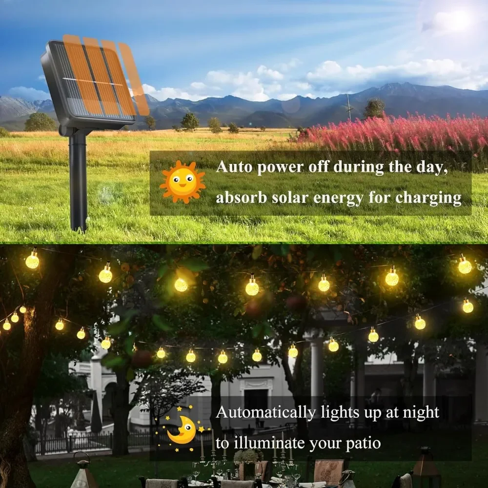 Solar Crystal Globe String Lights Outdoor Waterproof Fairy Light Christmas Halloween Party Decor Lights for Garden Balcony Patio - Image 3