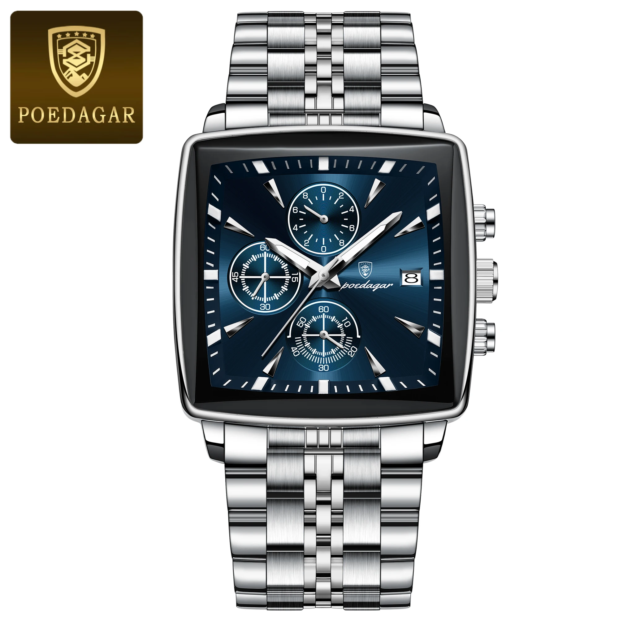 Men's Square Sport Watch – Steel Band - Image 16