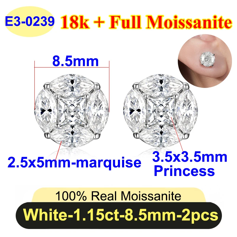 Purenew Princess Marquise Cut Moissanite Earrings For Women S925 - Image 7
