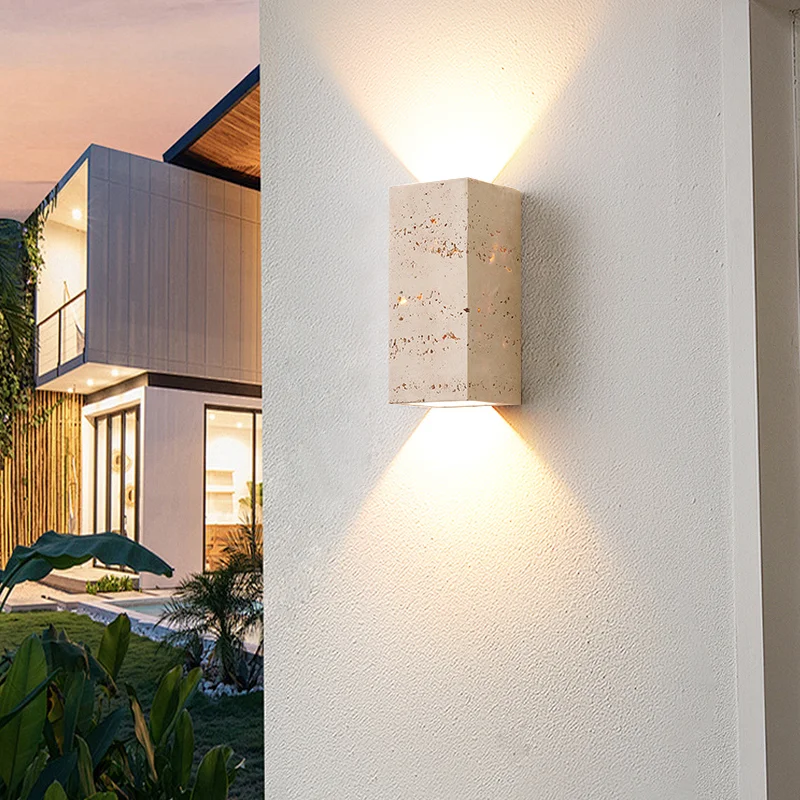 Square Shape Natural Stone Outdoor Waterproof Exterior Wall Lights Courtyard Decoration Sconce Hallway Stairs Bathroom Wall Lamp - Image 2