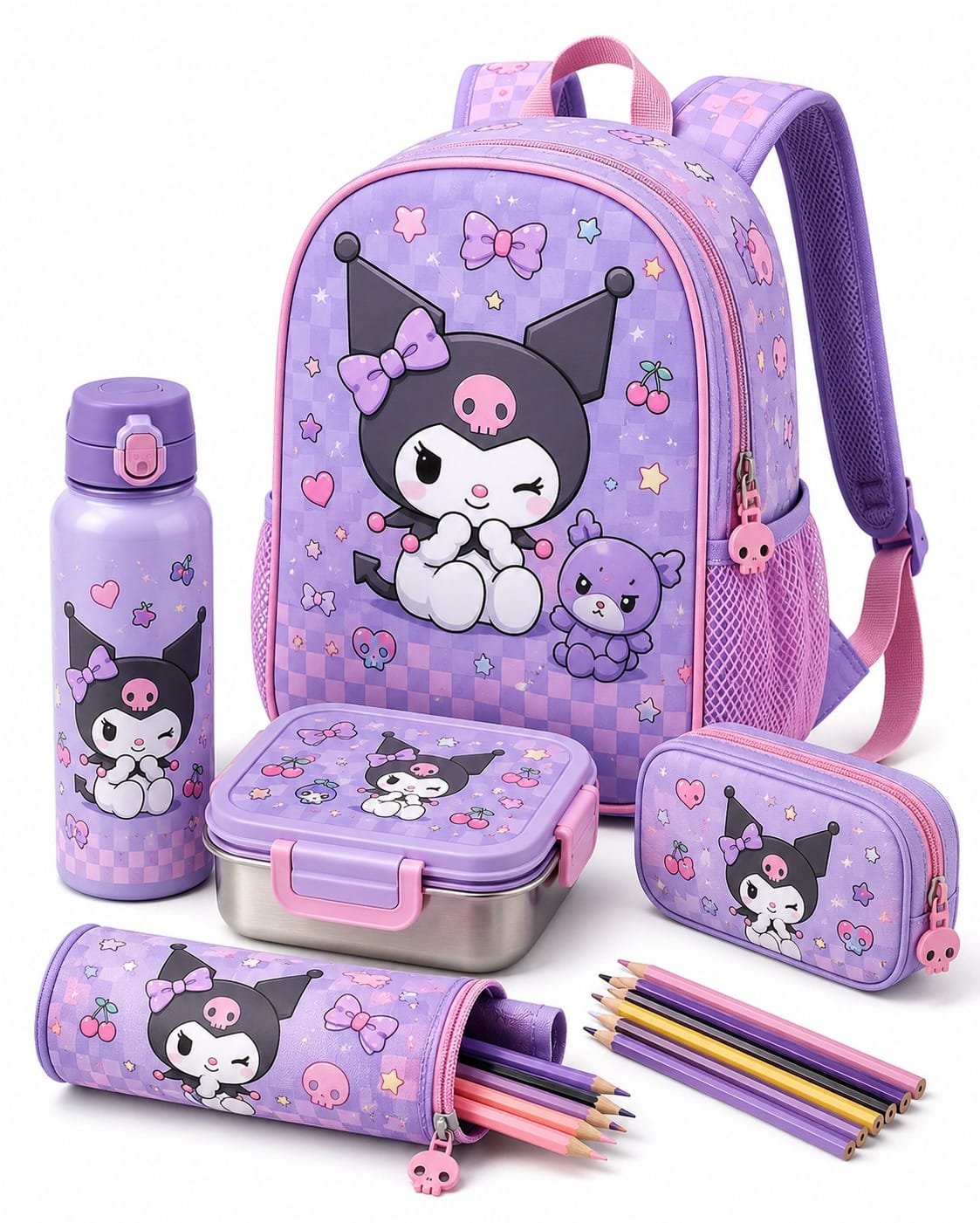 TRENDIY™ Complete Back to School Set – Backpack, Lunch Box, Bottle, Pencil Cases & Colored Pencils - Image 4
