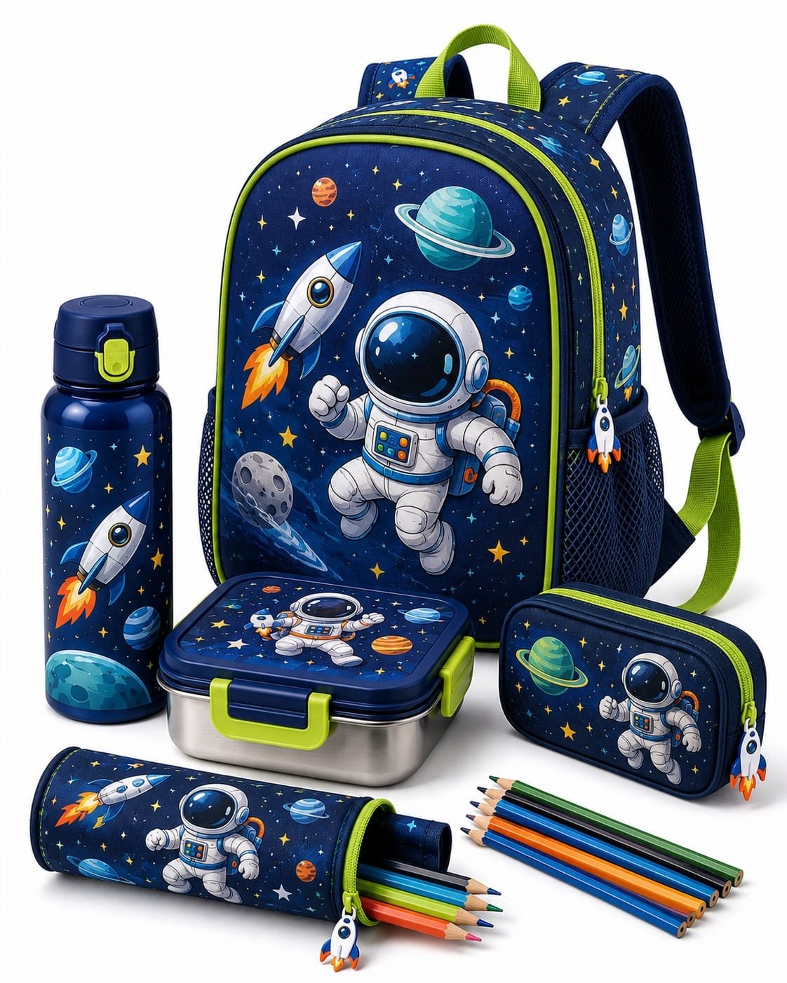 TRENDIY™ Complete Back to School Set – Backpack, Lunch Box, Bottle, Pencil Cases & Colored Pencils - Image 3