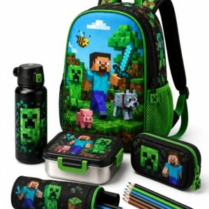 TRENDIY™ Complete Back to School Set – Backpack, Lunch Box, Bottle, Pencil Cases & Colored Pencils