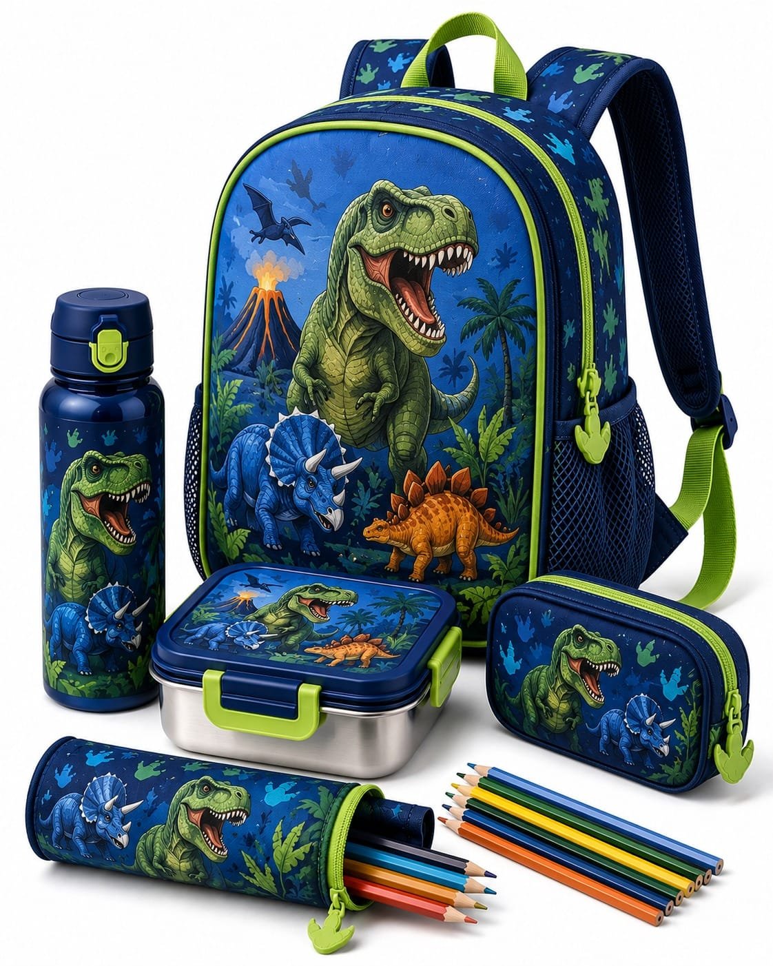 TRENDIY™ Complete Back to School Set – Backpack, Lunch Box, Bottle, Pencil Cases & Colored Pencils - Image 5