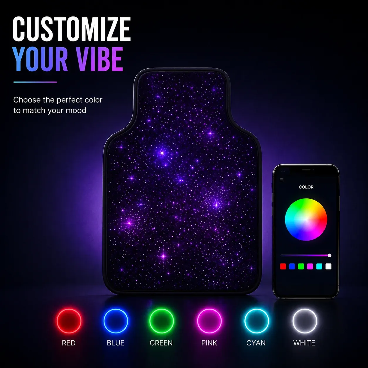 StarMat RGB Starlight Car Mat Universal Fit (2pcs)